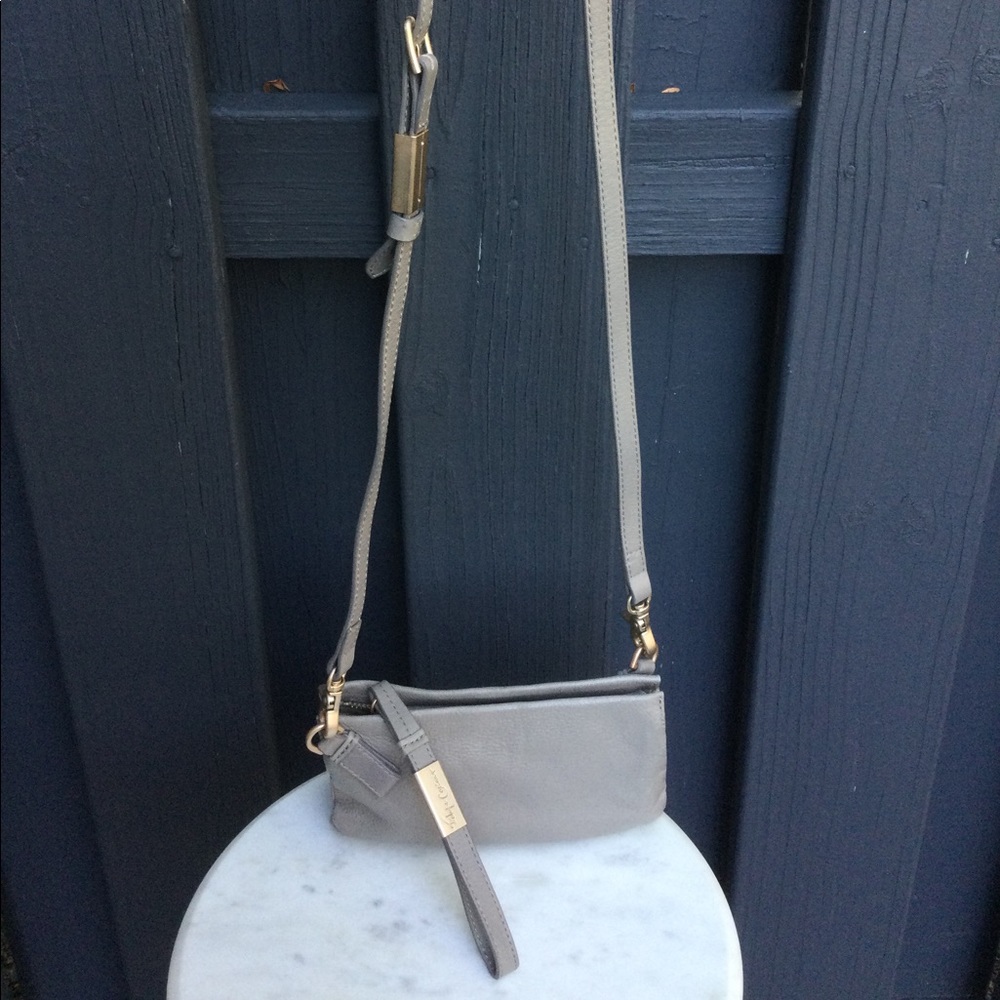 Foley + Corinna Cache Wristlet/Crossbody in genuine Grey Leather
